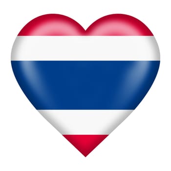 A Thailand flag heart button isolated on white with clipping path 3d illustration