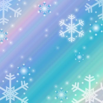 Multiple color Christmas Background and White and Blue Snowflakes. Christmas day concept.
