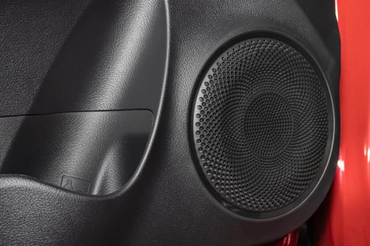 Gray Polycarbonate or Plastic Car Speaker and Cup Holder at Side Car Door in Zoom View