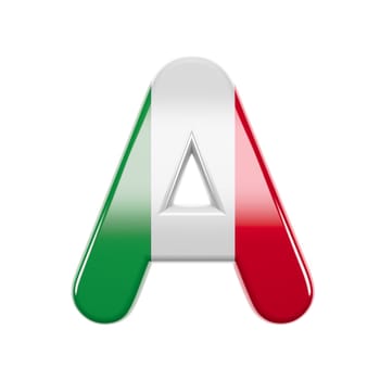 Italian letter A - Capital 3d Italy flag font isolated on white background. This alphabet is perfect for creative illustrations related but not limited to Italy, Europe, Rome...