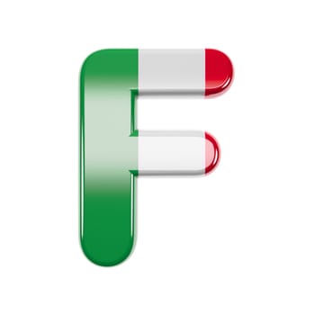 Italian letter F - Capital 3d Italy flag font isolated on white background. This alphabet is perfect for creative illustrations related but not limited to Italy, Europe, Rome...