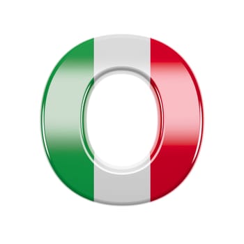 Italian letter O - Capital 3d Italy flag font isolated on white background. This alphabet is perfect for creative illustrations related but not limited to Italy, Europe, Rome...
