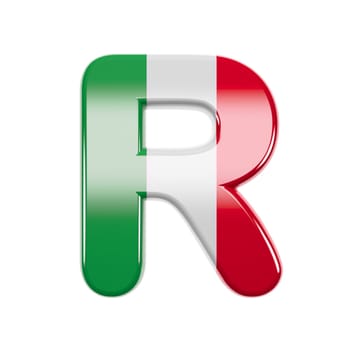 Italian letter R - Capital 3d Italy flag font isolated on white background. This alphabet is perfect for creative illustrations related but not limited to Italy, Europe, Rome...