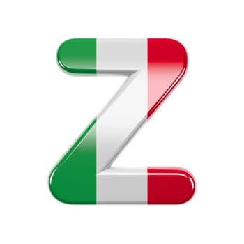 Italian letter Z - Capital 3d Italy flag font isolated on white background. This alphabet is perfect for creative illustrations related but not limited to Italy, Europe, Rome...