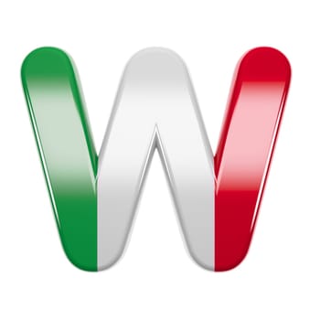 Italian letter W - Uppercase 3d Italy flag font isolated on white background. This alphabet is perfect for creative illustrations related but not limited to Italy, Europe, Rome...