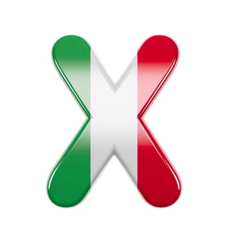 Italian letter X - Capital 3d Italy flag font isolated on white background. This alphabet is perfect for creative illustrations related but not limited to Italy, Europe, Rome...