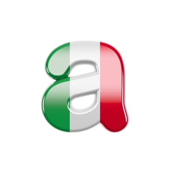 Italian letter A - Small 3d Italy flag font isolated on white background. This alphabet is perfect for creative illustrations related but not limited to Italy, Europe, Rome...