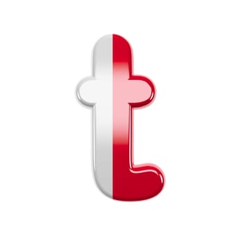 Italian letter T - Lower-case 3d Italy flag font isolated on white background. This alphabet is perfect for creative illustrations related but not limited to Italy, Europe, Rome...