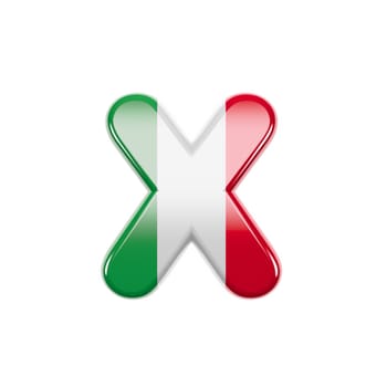 Italian letter X - Small 3d Italy flag font isolated on white background. This alphabet is perfect for creative illustrations related but not limited to Italy, Europe, Rome...