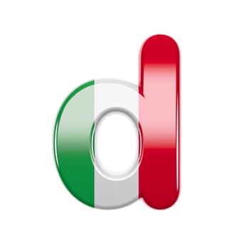 Italian letter D - Small 3d Italy flag font isolated on white background. This alphabet is perfect for creative illustrations related but not limited to Italy, Europe, Rome...