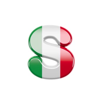 Italian letter S - Lower-case 3d Italy flag font isolated on white background. This alphabet is perfect for creative illustrations related but not limited to Italy, Europe, Rome...