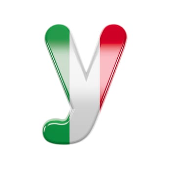 Italian letter Y - Small 3d Italy flag font isolated on white background. This alphabet is perfect for creative illustrations related but not limited to Italy, Europe, Rome...