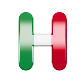Italian letter H - large 3d Italy flag font isolated on white background. This alphabet is perfect for creative illustrations related but not limited to Italy, Europe, Rome...