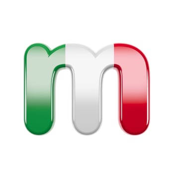 Italian letter M - Small 3d Italy flag font isolated on white background. This alphabet is perfect for creative illustrations related but not limited to Italy, Europe, Rome...