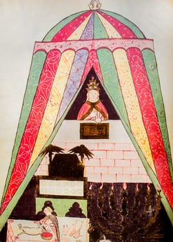 Tabernacle at Alba Bible, lso known as the Tent of the Congregation. 15th century illuminated manuscript