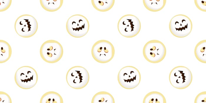 Halloween seamless pattern. scary and cute faces. Vector illustration