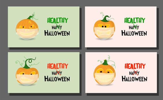 pumpkin for Halloween in a mask. Happy and healthy Halloween.