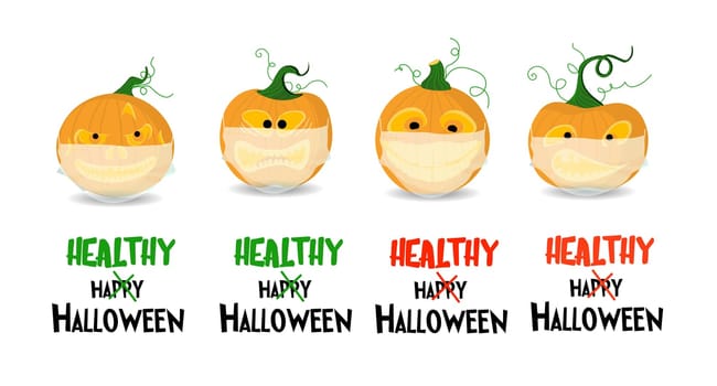 pumpkin for Halloween in a mask. Happy and healthy Halloween.
