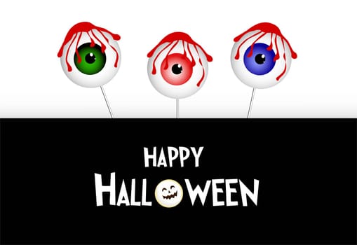Vector lettering Happy Halloween. Cheerful illustration. Isolated on white background.