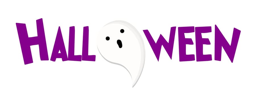 Vector lettering Happy Halloween. Cheerful illustration. Isolated on white background.