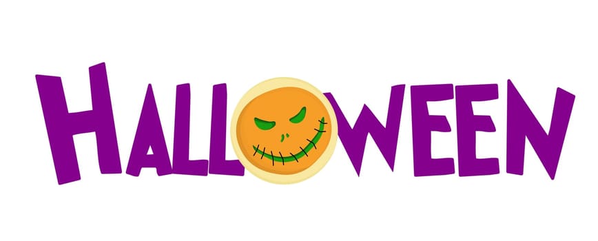 Vector lettering Happy Halloween. Cheerful illustration. Isolated on white background.