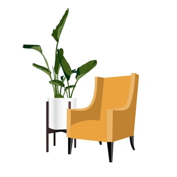 The chair is against the wall. vector illustration