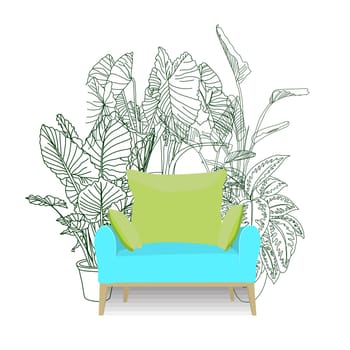 The chair is against the wall. vector illustration