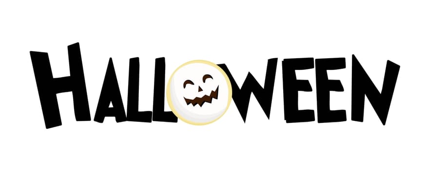 Vector lettering Happy Halloween. Cheerful illustration. Isolated on white background.