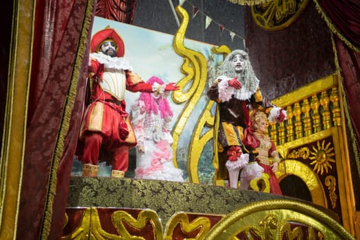 Rio de Janeiro, Brasil-  February 29, 2020: Samba Parade at the 2020 Carnival Champions Parade, Sambodromo. It's raining