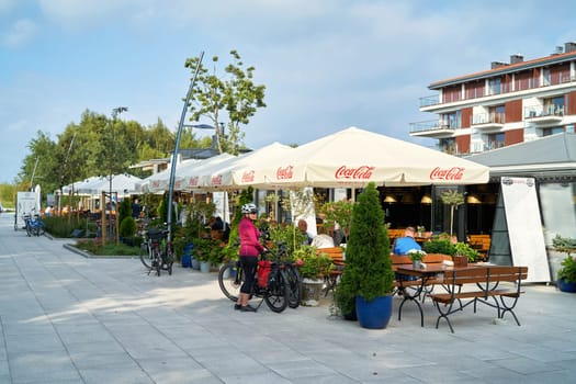 Restaurants for holidaymakers on the promenade of Swinoujscie on the Polish Baltic Sea coast