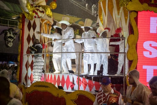 Rio de Janeiro, Brasil- February 29, 2020: Brazilians celebrate at a carnival  party. It's raining