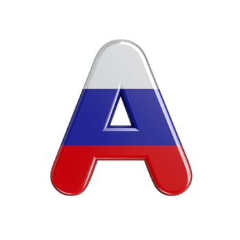 Russia letter A - Capital 3d russian flag font isolated on white background. This alphabet is perfect for creative illustrations related but not limited to Russia, communism, Moscow...