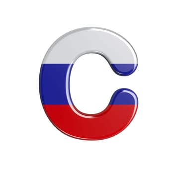 Russia letter C - large 3d russian flag font isolated on white background. This alphabet is perfect for creative illustrations related but not limited to Russia, communism, Moscow...