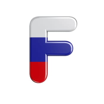 Russia letter F - Capital 3d russian flag font isolated on white background. This alphabet is perfect for creative illustrations related but not limited to Russia, communism, Moscow...