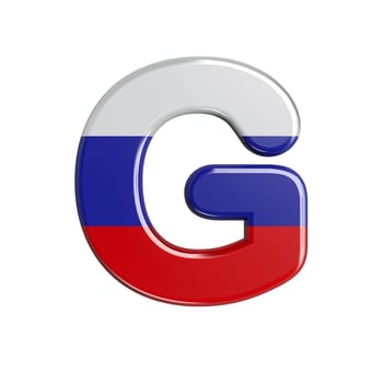 Russia letter G - large 3d russian flag font isolated on white background. This alphabet is perfect for creative illustrations related but not limited to Russia, communism, Moscow...