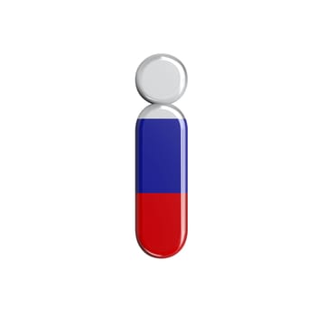 Russia letter I - Lowercase 3d russian flag font isolated on white background. This alphabet is perfect for creative illustrations related but not limited to Russia, communism, Moscow...