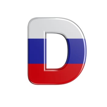 Russia letter D - Uppercase 3d russian flag font isolated on white background. This alphabet is perfect for creative illustrations related but not limited to Russia, communism, Moscow...