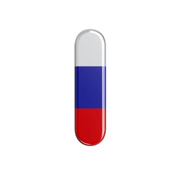 Russia letter I - Uppercase 3d russian flag font isolated on white background. This alphabet is perfect for creative illustrations related but not limited to Russia, communism, Moscow...