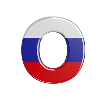 Russia letter O - Capital 3d russian flag font isolated on white background. This alphabet is perfect for creative illustrations related but not limited to Russia, communism, Moscow...