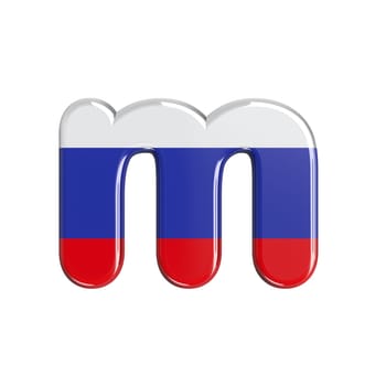 Russia letter M - Small 3d russian flag font isolated on white background. This alphabet is perfect for creative illustrations related but not limited to Russia, communism, Moscow...