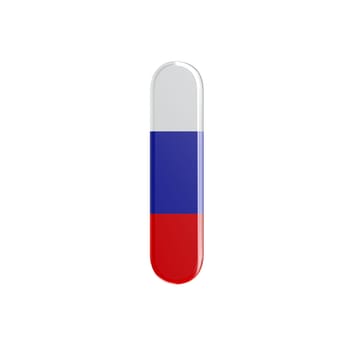 Russia letter L - small 3d russian flag font isolated on white background. This alphabet is perfect for creative illustrations related but not limited to Russia, communism, Moscow...