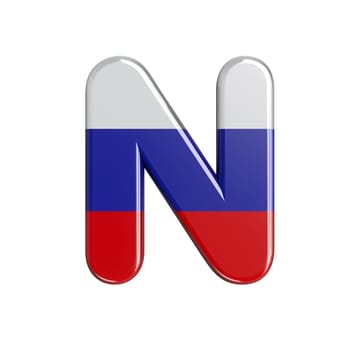 Russia letter N - Uppercase 3d russian flag font isolated on white background. This alphabet is perfect for creative illustrations related but not limited to Russia, communism, Moscow...