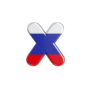 Russia letter X - Small 3d russian flag font isolated on white background. This alphabet is perfect for creative illustrations related but not limited to Russia, communism, Moscow...