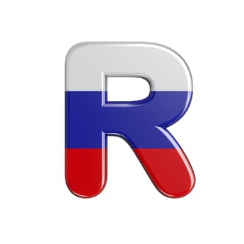 Russia letter R - Capital 3d russian flag font isolated on white background. This alphabet is perfect for creative illustrations related but not limited to Russia, communism, Moscow...