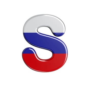 Russia letter S - Capital 3d russian flag font isolated on white background. This alphabet is perfect for creative illustrations related but not limited to Russia, communism, Moscow...