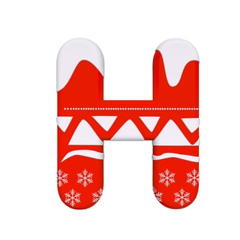 Christmas letter H - large 3d Xmas font isolated on white background. This alphabet is perfect for creative illustrations related but not limited to Celebration, Santa Claus, Winter...