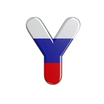 Russia letter Y - large 3d russian flag font isolated on white background. This alphabet is perfect for creative illustrations related but not limited to Russia, communism, Moscow...