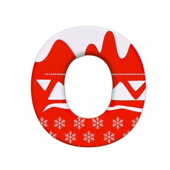 Christmas letter O - Capital 3d Xmas font isolated on white background. This alphabet is perfect for creative illustrations related but not limited to Celebration, Santa Claus, Winter...