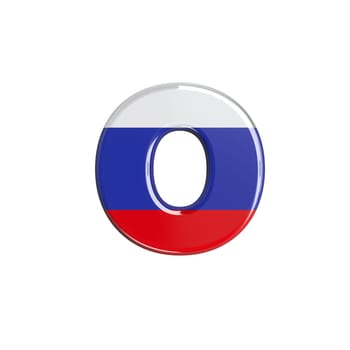 Russia letter O - Lowercase 3d russian flag font isolated on white background. This alphabet is perfect for creative illustrations related but not limited to Russia, communism, Moscow...