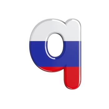 Russia letter Q - Small 3d russian flag font isolated on white background. This alphabet is perfect for creative illustrations related but not limited to Russia, communism, Moscow...